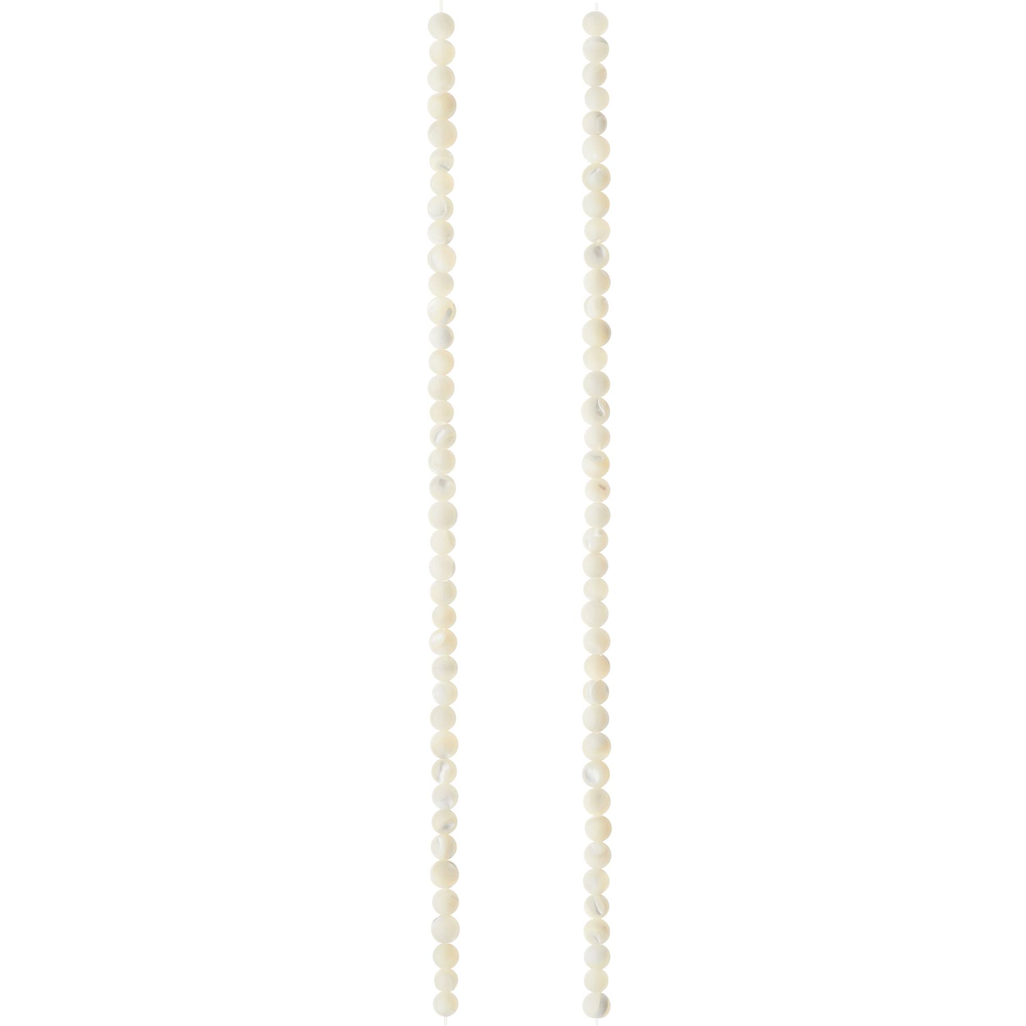 White Mother of Pearl Round Beads, 4mm by Bead Landing™
